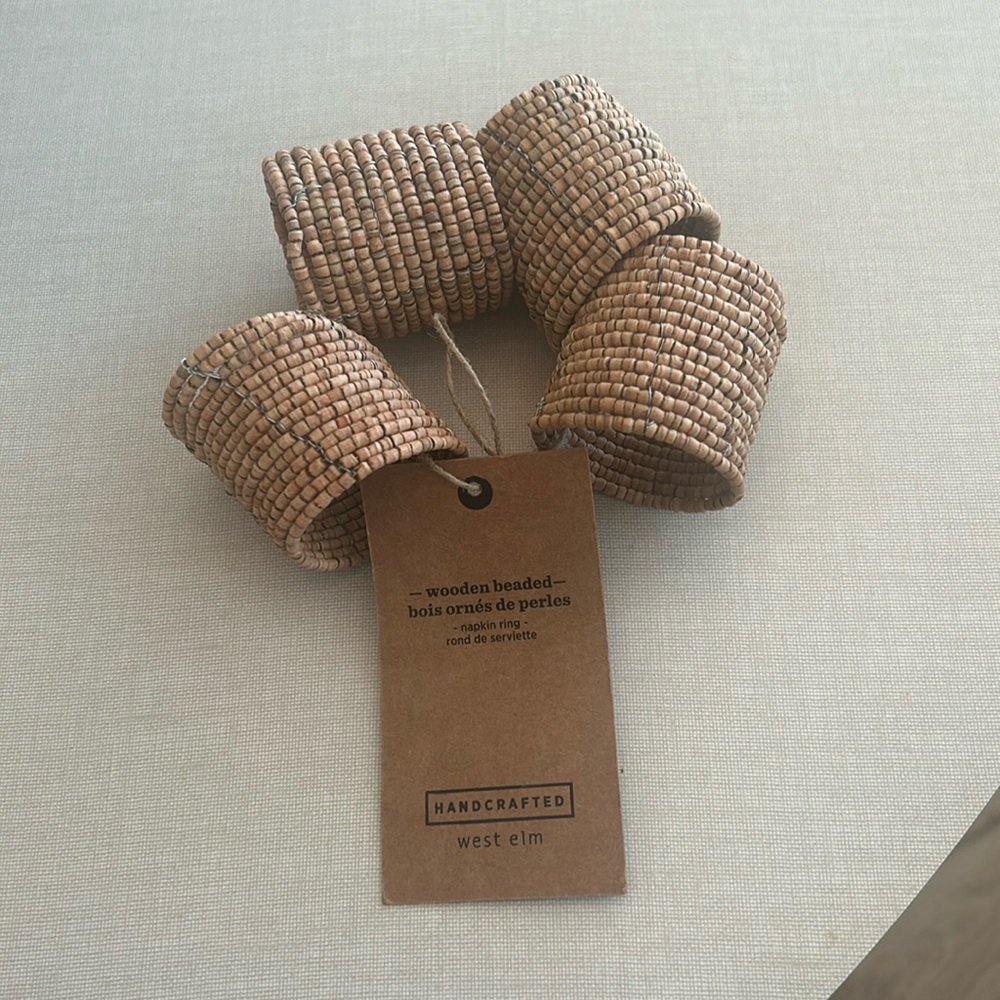 Wood beaded napkin rings from West Elm